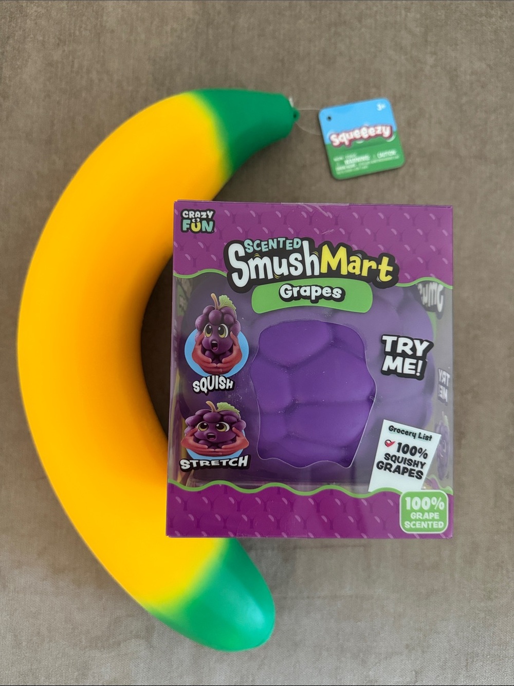 Scented SmushMart Grapes & Sunny Days Squeezy Banana | Squishy Bundle | New